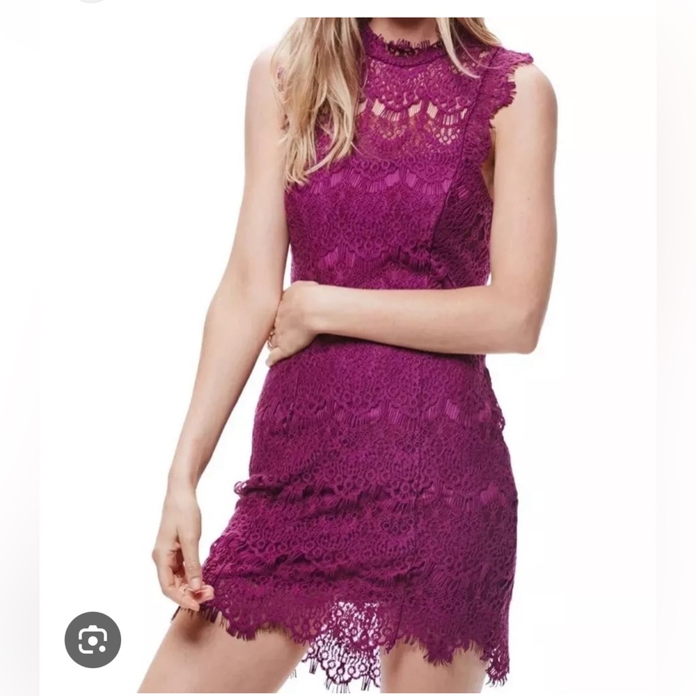 NWT Free People Intimately Lace Daydream Magenta Dress Medium Fuschia Minidress